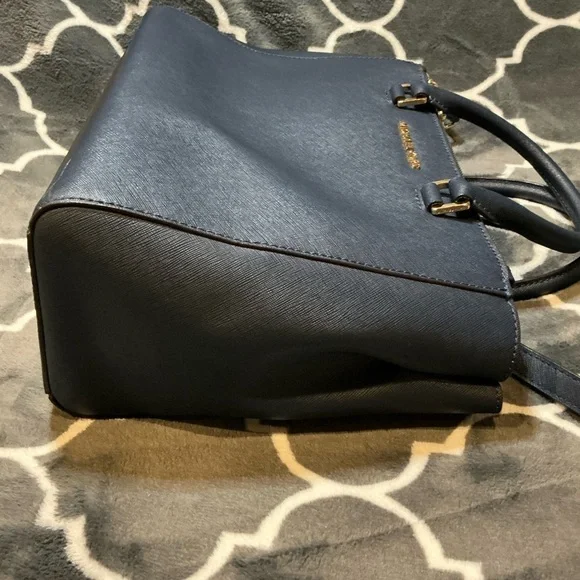 Micheal Kors Navy Blue Large Saffiano Leather Satchel